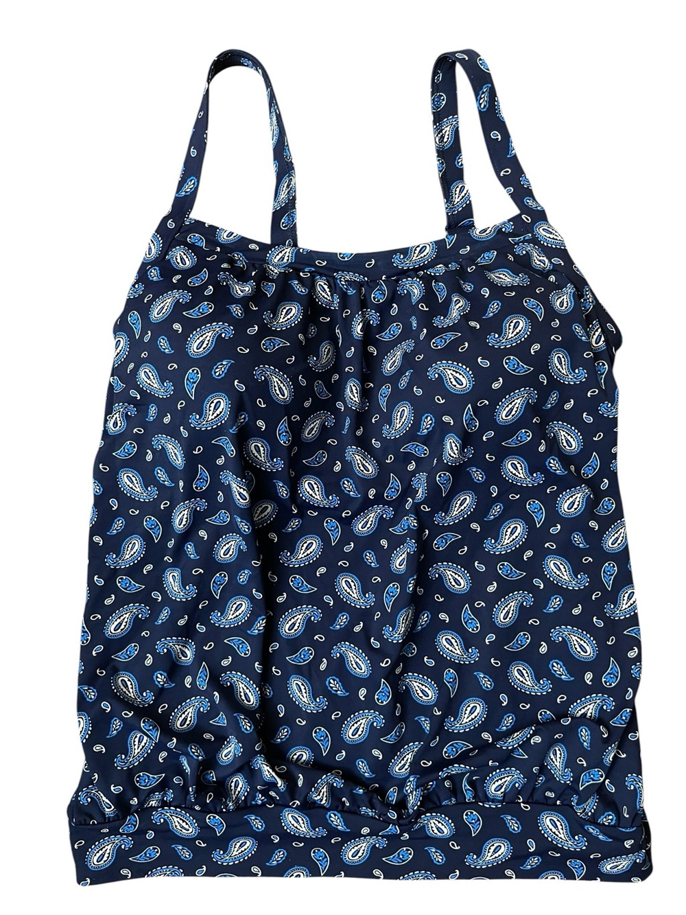 Land’s End Paisley Tankini Sz. 10 Mastectomy Adjustable Straps Shelf Bra Swim - Picture 2 of 7
